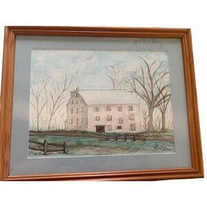Watercolor Risser’s Mill Framed Picture By Anna Ruth Enders 12”x15”